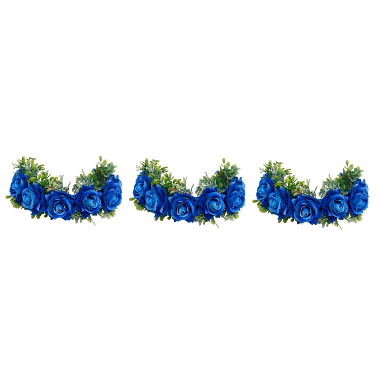 FRCOLOR 3piezas Diadema Floral Artificial Azul Para Bodas y Cosplay Tocado De Fiesta Para y Novias Accesorio De Cabello Elegante y