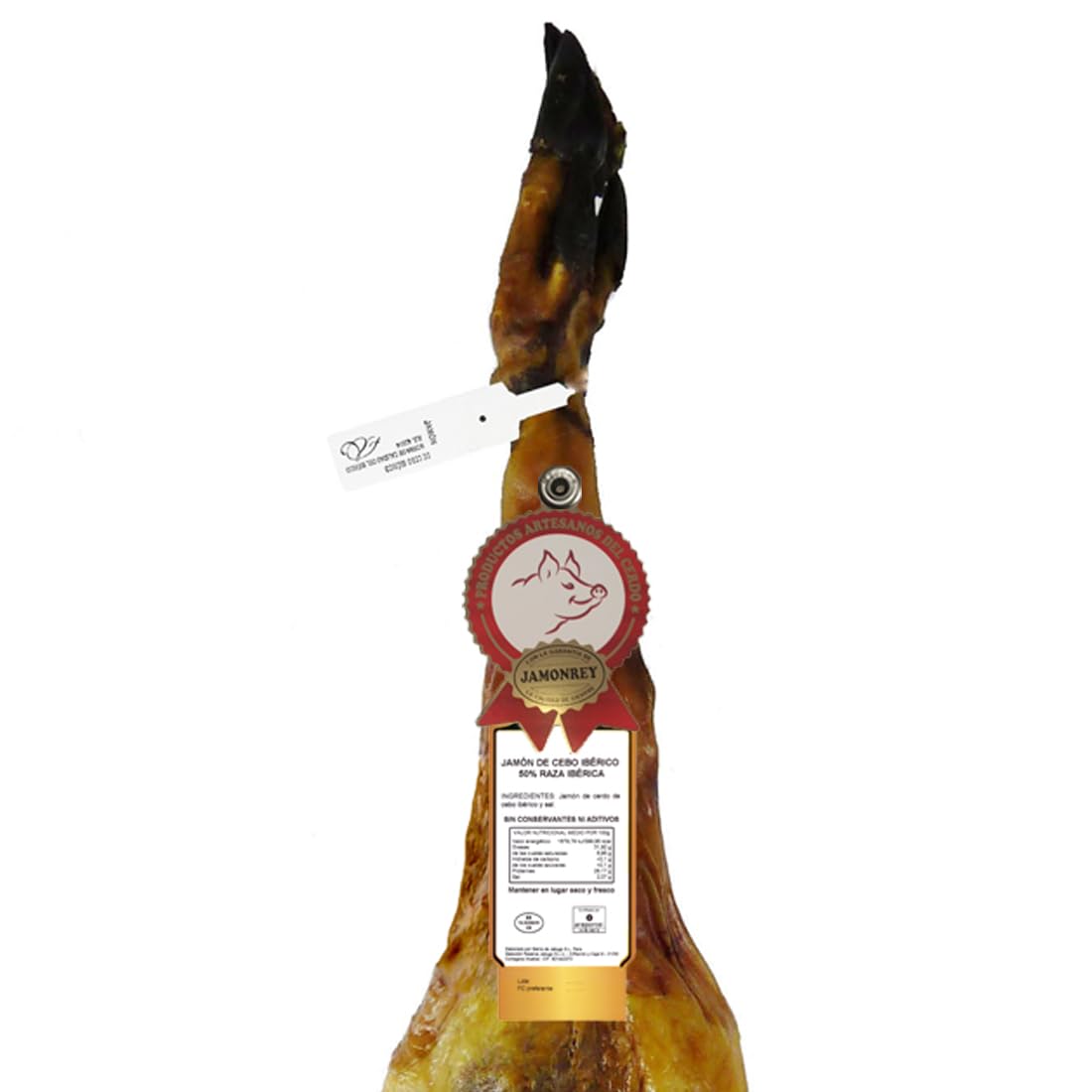 Jamón de Cebo Ibérico 50% Raza iérico ¨JAMONREY¨ -SIN CONSERVANTES NI ADITIVOS- (Elija su peso ideal), (Entregas 24/48 Horas) (JAMÓN DE 8,5 A 9 KG. (Pieza Entera))