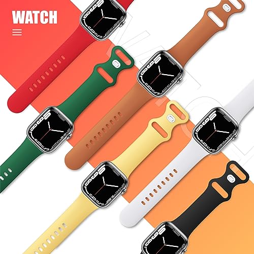 Image of (6 Packs) Sport Bands Compatible with Apple Watch Band 38mm 40mm 41mm 42mm 44mm 45mm 46mm 49mm Silicone iWatch Band Ultra 3 2 1 SE Series 11 10 9 8 7 6 5 4 3 2 1 Women Men