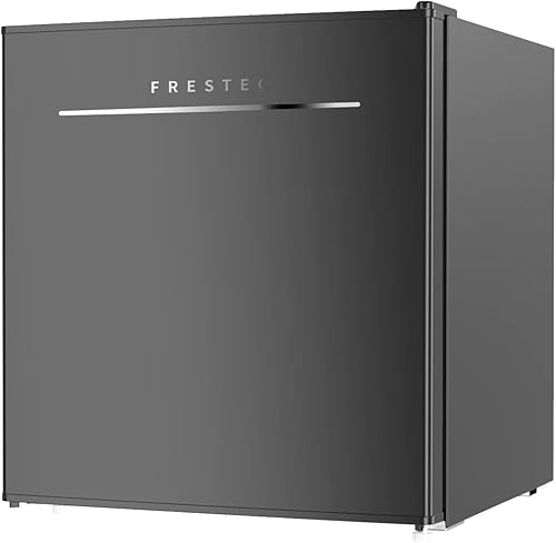 Frestec Mini refrigerador de 1.6 pies cúbicos con congelador, refrigerador compacto con congelador, 6 temperaturas ajustables, 37 dB de bajo ruido,