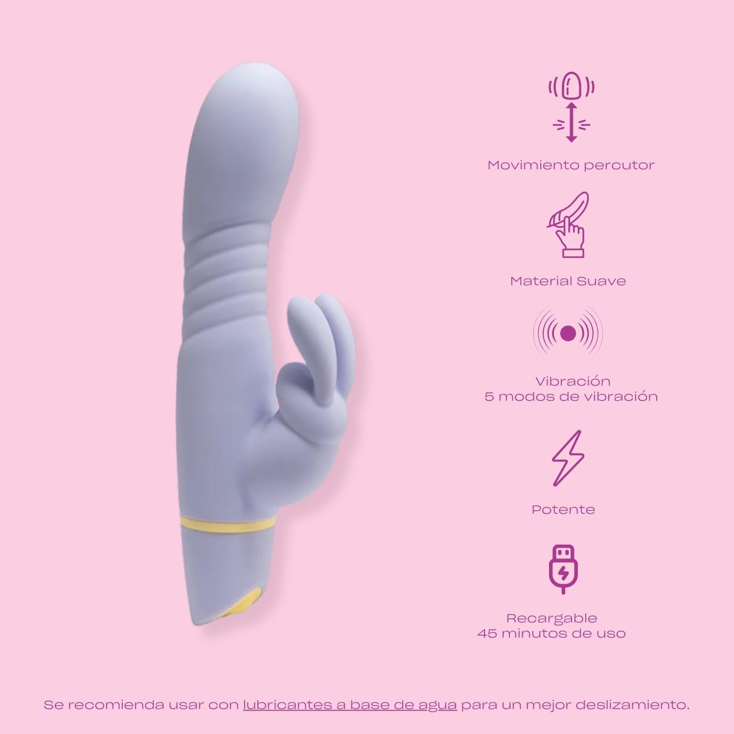 Platanomelón - Vibrador conejito para Mujer con movimiento percutor y 5 modos de vibración, recargable - Maui