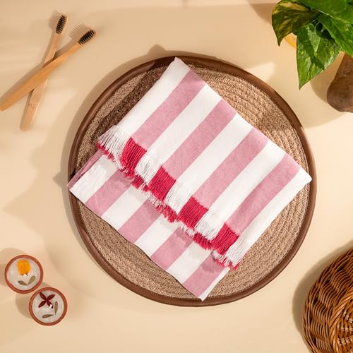 Image of Comforic 100% Bamboo Towels for Bath Large Size | Bamboo Bath Towel for Men & Women | Ultra Soft, Absorbent, Lightweight, Quick Dry Towel for Bath, Beach, Travel, Gym | 75x150 cm - Set of 1 Red Pink