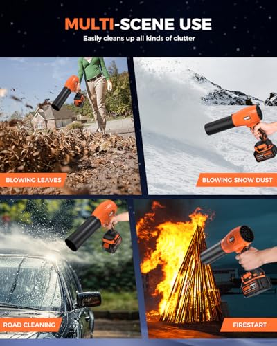 Leaf Blower Cordless with Battery and Charger,800,000 RPM,Extended Nozzle,Lightweight Handheld Design,Blower for Patio Cleaning,car Blowing Water,Blowing Leaves and Dust(Burnt Orange)