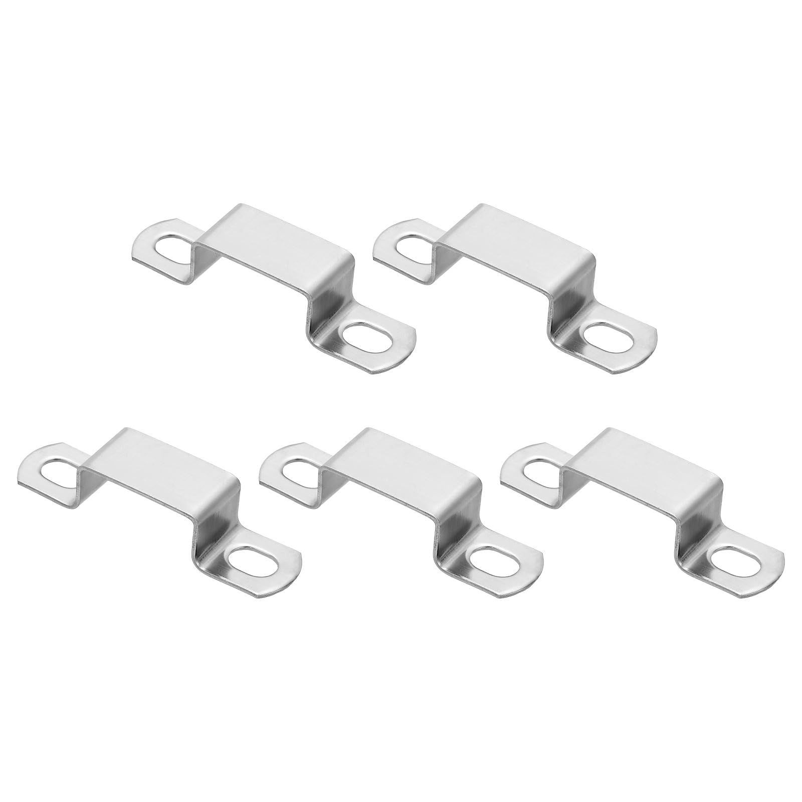 sourcing map 5pcs Square Pipe Clamp 30x15mm 304 Stainless Steel Square Tube Buckle U Shaped Tube Clamp Strut Connector for Pipe Hose Cable, Silver