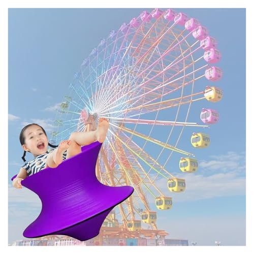 MZZKFC 19.3 in 360° Spins Stool, Children Gyro Chair Wear-Resistant Non Slip & Waterproof, Kindergarten/Playground 6-8 Years Old Kids Sense Sports Equipment(Purple)