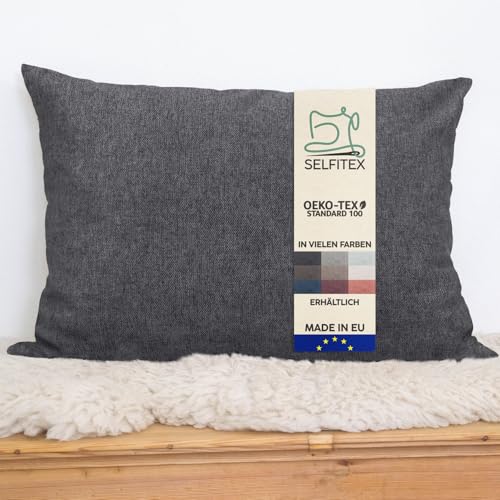 Selfitex Modisches Couchkissen XXL 60x80 cm, Sofakissen mit Füllung und Bezug, kuschelweiches Lesekissen, dekoratives Fernsehkissen, Deko- und Kopfkissen, Rückenkissen (Anthrazit)