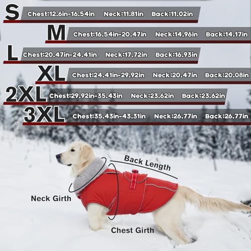 Lelepet Warm Dog Coat Reflective Dog Fleece Vest Waterproof Dog Jacket Windproof Dog Winter Coat Dog Cold Weather Coats thumb #3