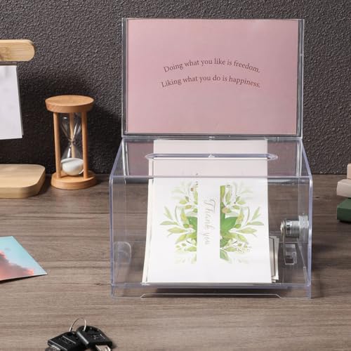 Caja para tarjetas de presentación POPETPOP protección contra pérdida con llave acrílico 7