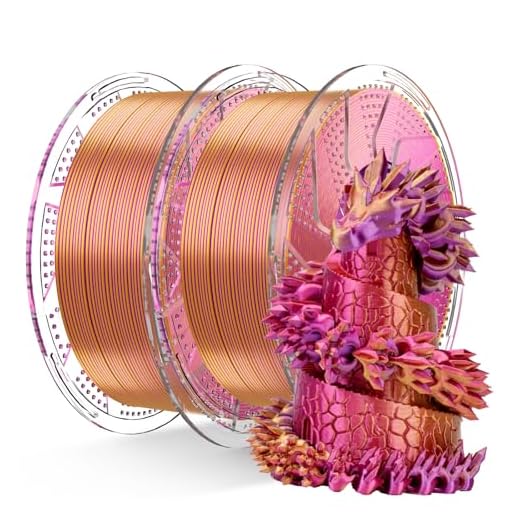 Chitu Systems Conjure Silk PLA 3D Printer Filament, 2KG Spool (4.4lbs), 1.75mm Tri-Color Filament, Dimensional Accuracy +/-0.02mm, Silk 3D Printing Filament Bundle, (Red Gold Purple 2-Pack)