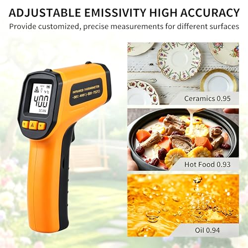 Image of Infrared Thermometer Gun,Non Contact Digital Surface Thermometer with Laser Pointer, Backlit LCD,-58F to 752F for Cooking,HVAC, Automotive-GM320