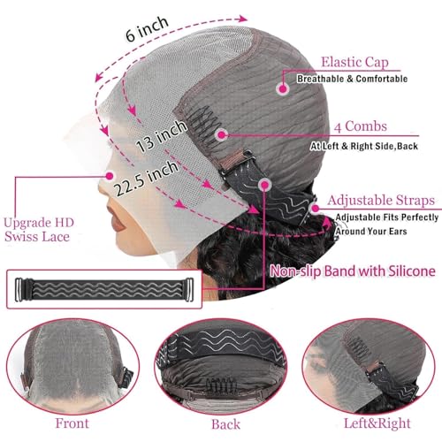 Image of 32Inch Deep Wave Lace Front Wigs Human Hair 200% Density 13x6 HD Transparent Deep Curly Lace Front Wigs for Women Pre Plcked Glueless Wigs with Baby Hair