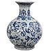 ORIENTAL FURNITURE 12" Floral Blue & White Porcelain Vase