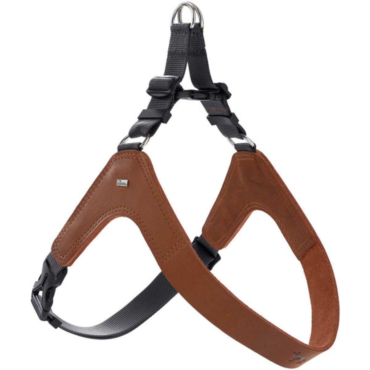Hunter Hundegeschirr DIMARO, Farbe: Cognac, weiches & Robustes Rindsleder, hervorragende Passform, leicht anzulegen, stufenlos verstellbar, ideal für Welpen & kopfscheue Hunde, Größe: S-M