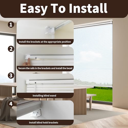 Mini persianas inalámbricas de vinilo blanco 1x72 horizontales para ventana interior 6
