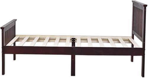 Miniatura 4 de Better Home Products Jassmine - Cama individual de pino con plataforma de madera maciza en caoba