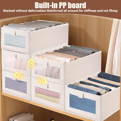 lompyeu Aufbewahrungsbox,3er Set Boxen Aufbewahrung,Faltbox Aufbewahrungskiste Ordnungsbox mit Transparentem Sichtfenster,für Regale, Schränke, Spielzeug und mehr(40 x 27x 17cm)