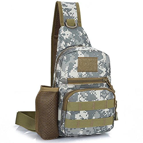 FlowersSea Bolsa Táctica para Hombro Pecho Mochila Militar de Honda al Aire Múltiblr Función Paquete de Cofre de Deporte Color Camo Negro Caqui (Camo)