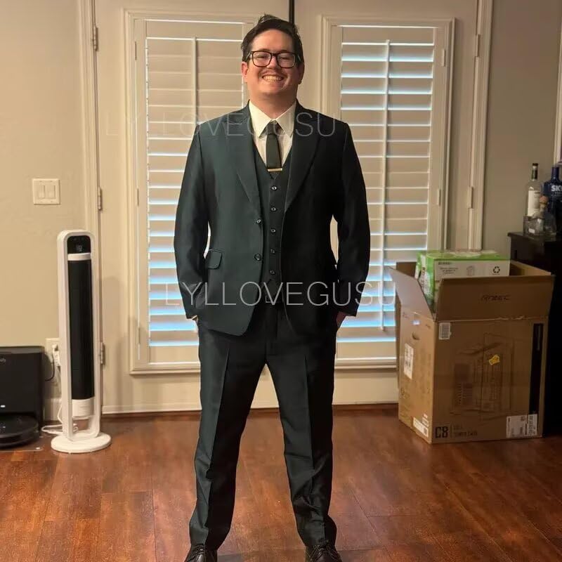 Slim Fit Suits 3 Piece Suit for Men Wedding Suit Sets Two Button Peak Lapel Blazer Single Breasted Vest Pant3