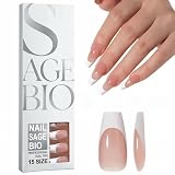 SAGEBIO French Press On Nails Long Trapezoid Glossy Oil Finish Removable Nail Tips 120pcs Box,02