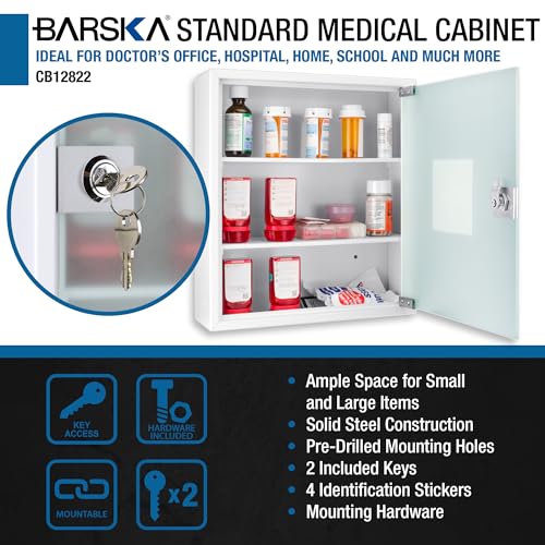 winbest Large Wall Mount Steel Medical Medicine Storage Cabinet with Glass Door