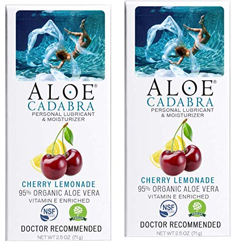 Aloe Cadabra Flavored Personal Lubricant & Moisturizer for Anal, Sex, Oral, Women, Men & Couple, 2.5 Ounce, Cherry Lemonade (Pack of 2)