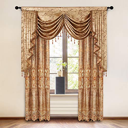 Elkca European Curtain Valance For Living Room Luxury Window Curtains For Bedroom Swag Valance For Kitchen,Rod Pocket (W59, 1Panel) #TOP3