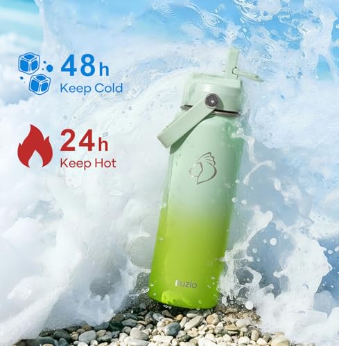 Image of BUZIO 24 oz Insulated Stainless Steel Water Bottle with Straw & Spout Lids