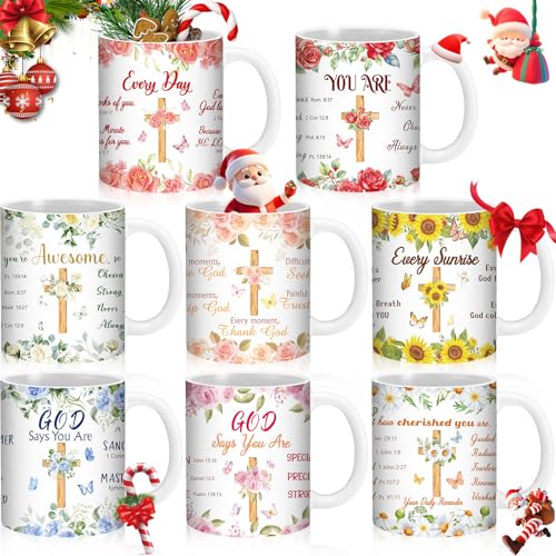 Teecyhooo 8 Pcs Christian Gifts 12oz Ceramic Coffee Mugs for