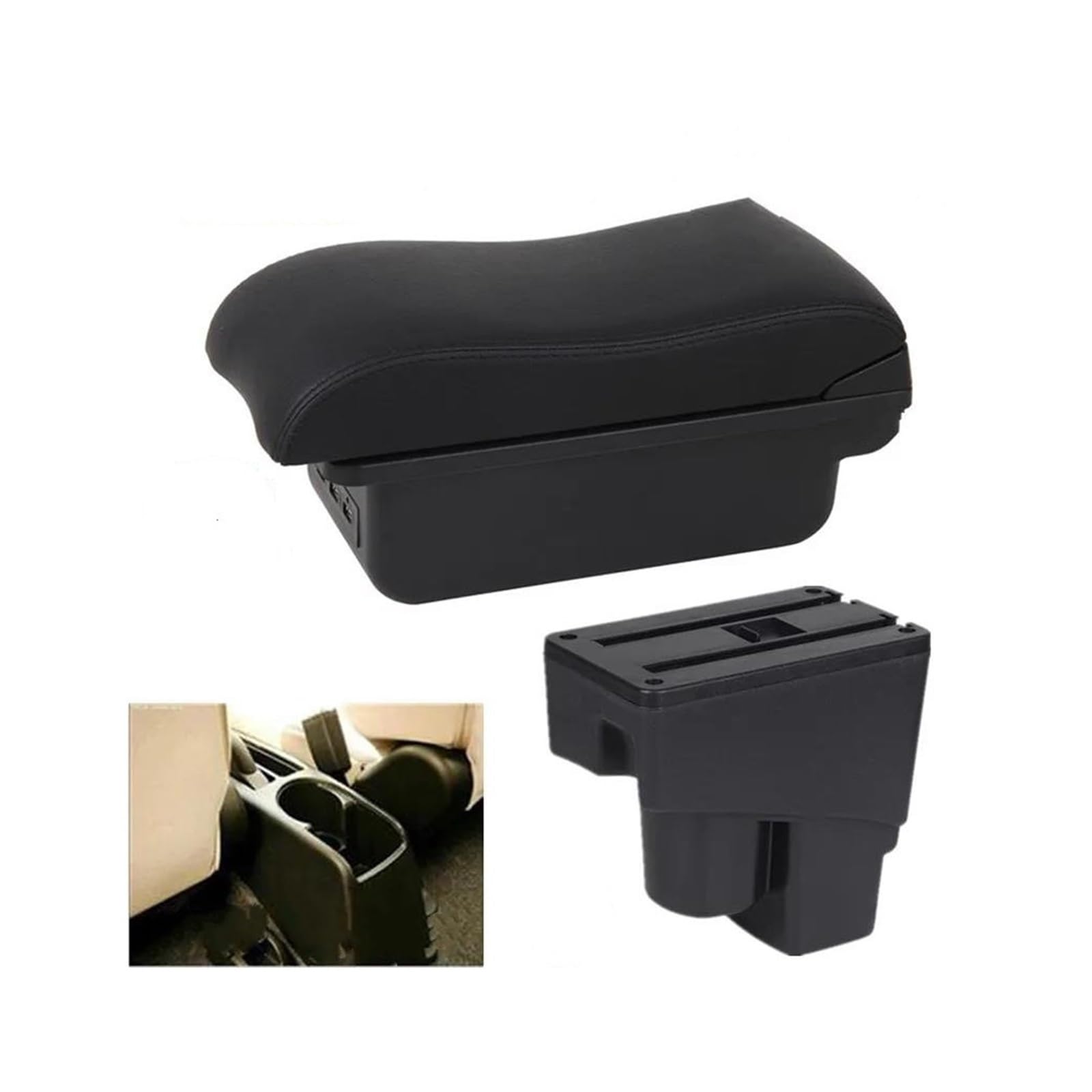 RESPUNEKBAH For Jazz For Fit For Jazz 1 Car Armrest Storage Box 2003 2004 02-07 Car Accessories Armrest Box(B2 black line 3USB)