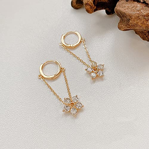 Gold Plated Hoop Earrings Crystal Rhinestone Hoop Earrings Crystal Flower Dangle Earrings Vintage Rose Flower Rhinestone Drop Earrings Hypoallergenic Earrings2