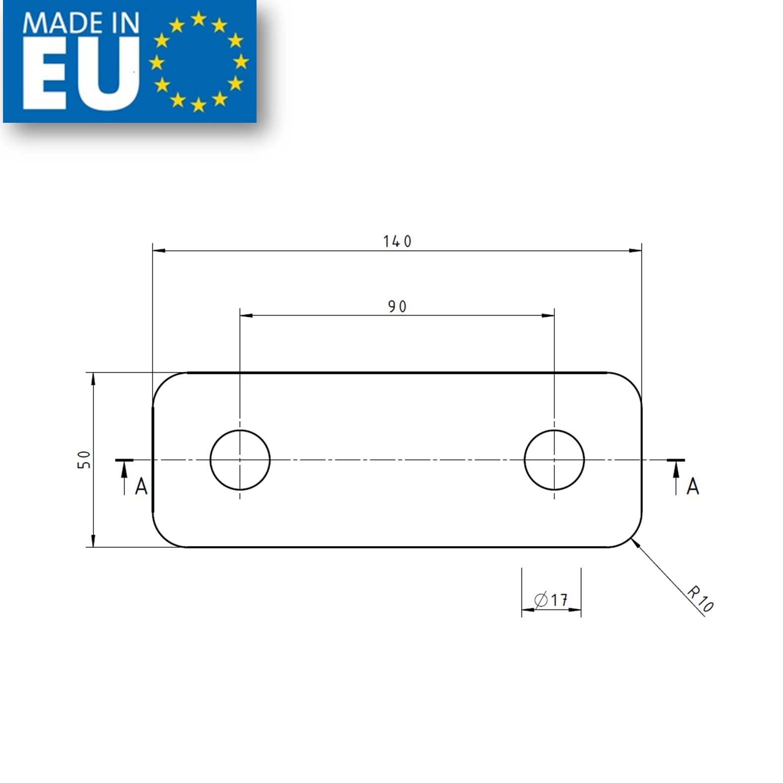 Prolunga per gancio a testa sferica AHK per sfera a 2 fori con distanza tra i fori (100 mm)