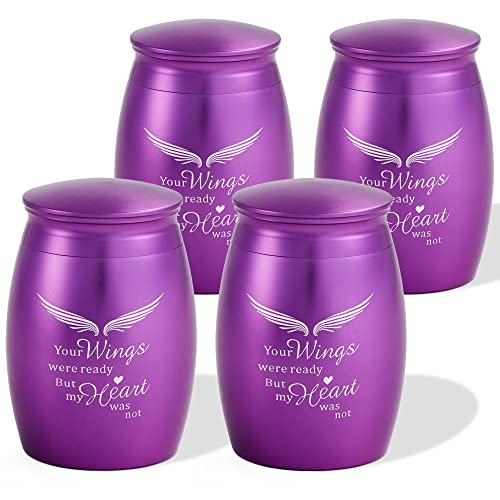 Image of Mini Purple Urn for Human Ashes for Female /Women /Girl Set of 4 | 4 Pack Small Memorial Urn for Ashes for Grandma /Mom /Mother - A Perfect Tribute & Gift for Families (2.7x1.7Inch,Aluminum)