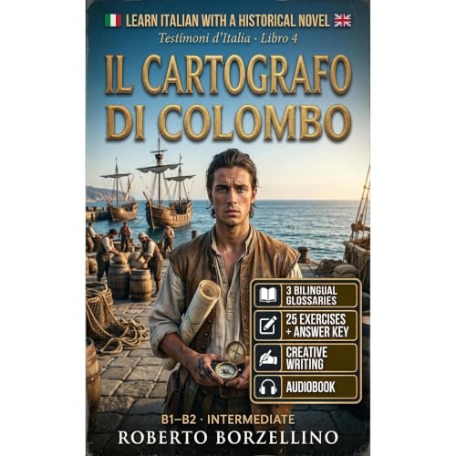 Learn Italian with a Historical Novel. Il Cartografo di Colombo Audiolibro Por Roberto Borzellino arte de portada