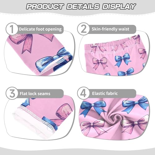 Girls Leggings Blue Pink Bow Print Soft Toddler Leggings for Girls Kids Pants Size 4T-10T3