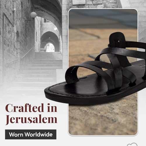 Image of Holy Land Market Men /Women Biblical Jesus Leather Sandals /Slides From Jerusalem (Yashua-Style II)