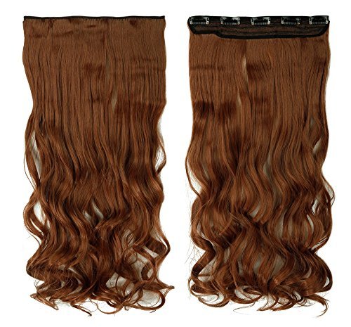 S-noilite One Piece Clip in Hair Extensions Curly Long Thick Natural with 5 Clips Replaceable Hairpiece for Women Add Hair Length and Thickness - 24 inch Light Auburn