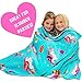 GirlZone Girls Plush Throw Blanket with Mermaid & Unicorn Print - Small Single, 46 x 67 in, Blue - Heavyweight Plush Fleece Throw & Fuzzy Blanket for Tween Ages 7+ - Machine Washable