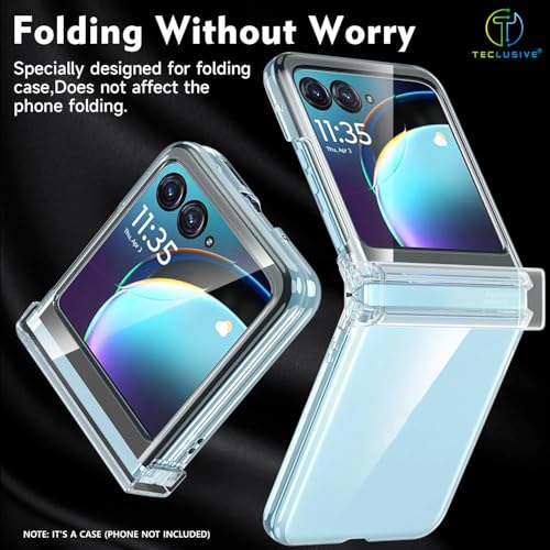 Image of T TECLUSIVE Hard Shell Transparent Crystal Clear Case Compatible for Moto Razr 60 /50 with Hinge Protection | Lifetime Non Yellowing Clear Case Plastic Cover for Razor 60 50 (Not for Ultra Model)