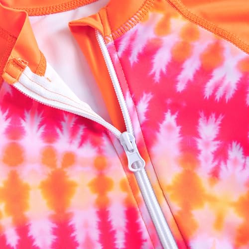 Image of Funnycokid Girls Swimsuit 3 Pieces Zip Rash Guard Bathing Suits Set Kids Bikini Boyshort Summer Swimwear 3-14 Years