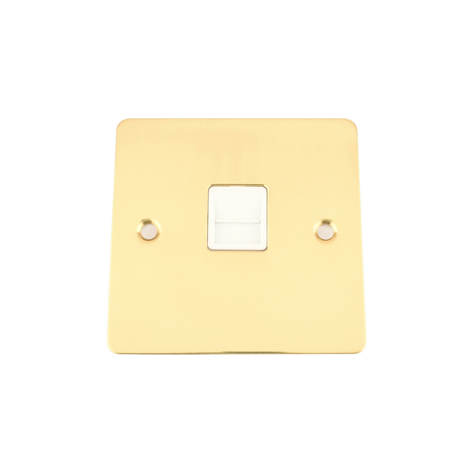 Master Telephone BT Plug Socket - Polished Mirror Brass Flat - White Insert
