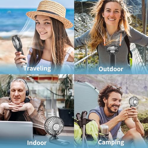 Isfofo AO-818 Mini Handheld Fan 2 Pack, Portable Hand Held Fan For Travel 4 Speeds, Cooling Personal Fans Usb Rechargeable Battery Operated thumb #5