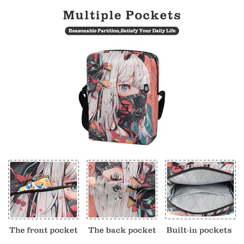 Anime Ninja Sling Bag Zipper Closure Compact Crossbody Bags with Card Phone Passport Compartment for Women Men 6.6×9.4×2.5 inches2