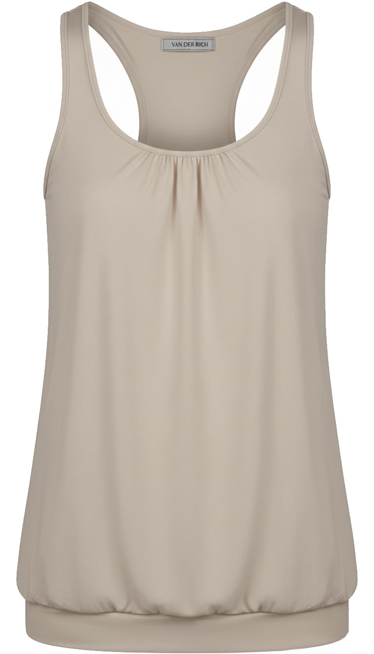 Van Der Rich ® - Camiseta de Tirantes Espalda Nadadora Escote Plisado - Mujer