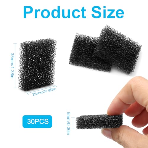 30 Stück Haustierbrunnenfilter, Katzenbrunnenfilterersatz Ersetzte Schaumstofffilter für Katze Hund Wasser Dispenser Filter 35x25x9mm schwarz