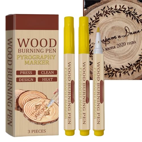 ShengQiu 3 marcadores de madera, bolígrafo de combustión de madera, bolígrafo abrasador para quemar madera, marcador de quemadura de madera, marcador de pasta de combustión de madera, kit de pasta de