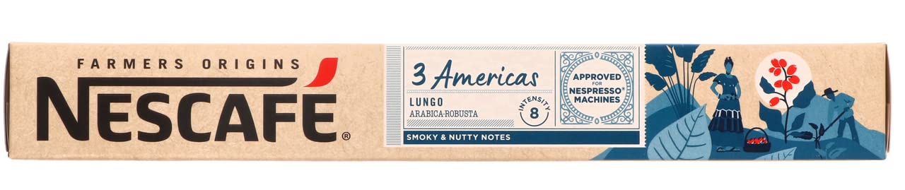 Nescafé Farmers Origins Coffee Capsules | 3 Americas Lungo | Arabica Robusta With Smoky & Nutty Notes - 10 Pods Per Pack