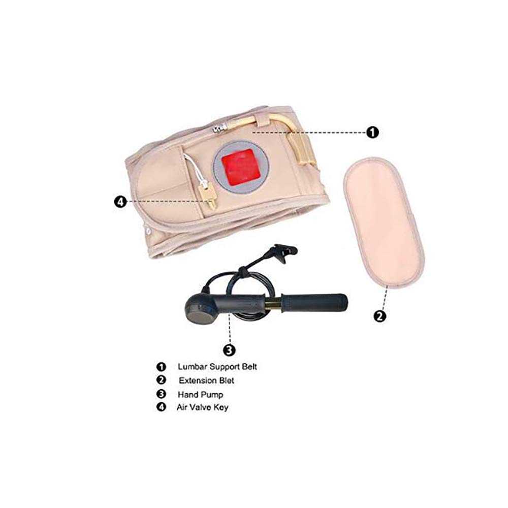 Lombare Fascia Cintura Schiena, Cintura di Supporto Gonfiabile in Vita, Bretelle Posteriori per Sciatica, scoliosi e ernia del Disco, con Pompa ad Aria