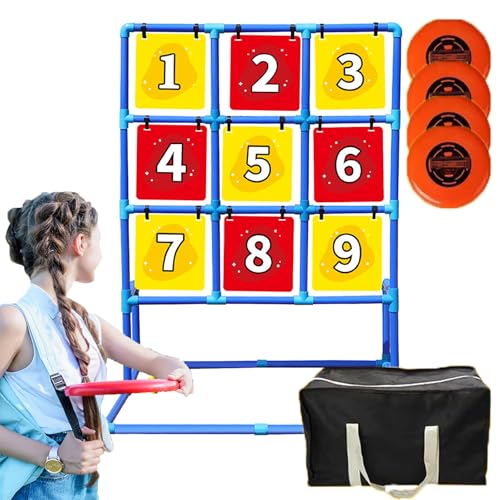 Set da gioco per lanciare e catturare, design staccabile e portatile con 8 dischi volanti e borsa portaoggetti, perfetto per interni, esterni, campeggio, spiaggia e attività sul prato