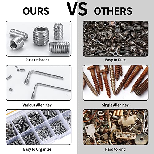 300 Pcs Stainless Steel Socket Head Screws Assortment Kit, Allen Head Socket Hex Head Screws, Metric M3 M4 M5 M6 M8 Grub Screws Set For Door Handles, Light Fixture #TOP4
