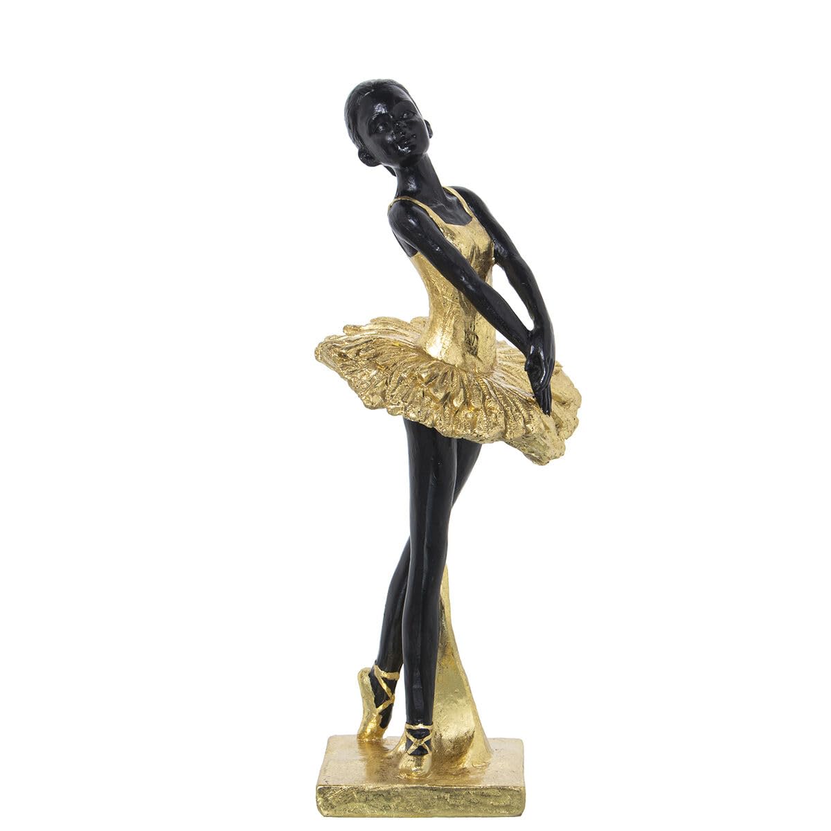 Alexandra House Living Figura Decorativa Negro Dorado Acrílico Plástico Melamina Bailarina 12 x 11 x 27 cm